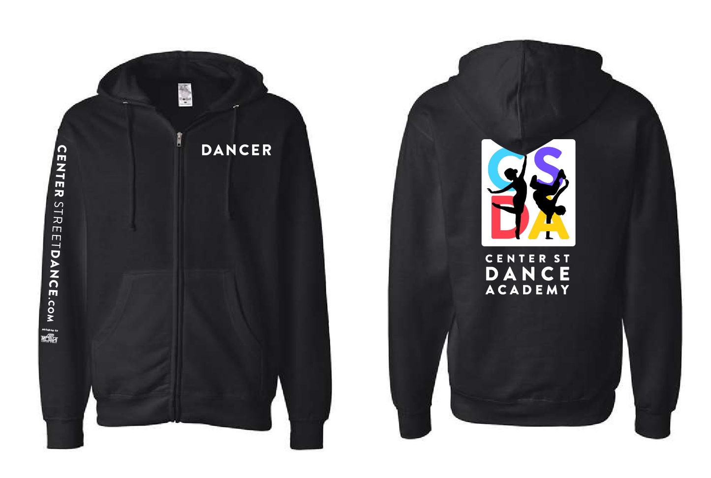 Adult Black CSDA Front Zip-up Hoodie
